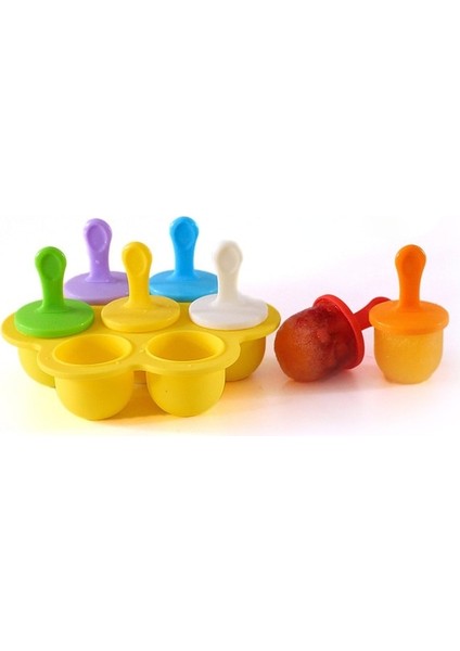 Sarı Silikon Popsicle Kalıp Dıy Buz Pop Kalıp Plastik Sopalarla Popsicle Yapımcıları Kalıp Bebek Meyve Sarsıntı Mutfak Dondurma Araçları (Yurt Dışından)
