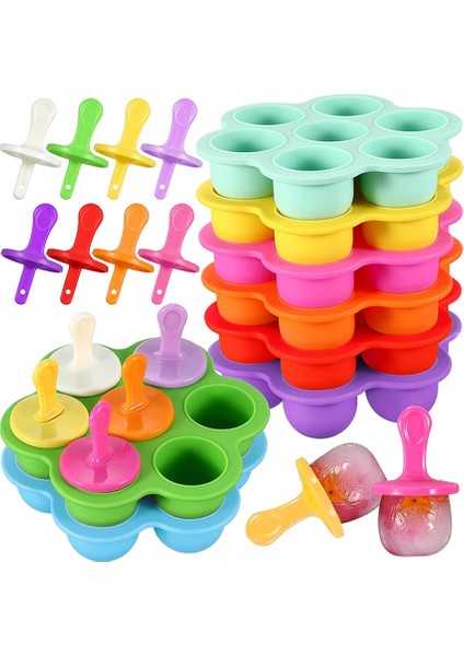 Sarı Silikon Popsicle Kalıp Dıy Buz Pop Kalıp Plastik Sopalarla Popsicle Yapımcıları Kalıp Bebek Meyve Sarsıntı Mutfak Dondurma Araçları (Yurt Dışından) fiyatları