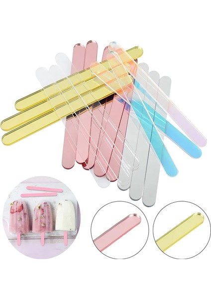 B08-10 Adet 10 Adet Akrilik Dondurma Çubukları Şeffaf Renkli Pop Dondurma Çubuğu Ev Çocuklar Için Dondurma Kalıp Malzemeleri Hawaii Parti (Yurt Dışından) fırsatları