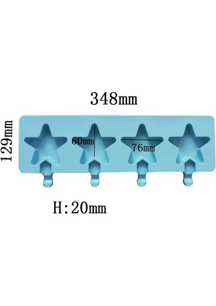 Mavi 4 Kaviteler Yıldız Dondurma Silikon Kalıp Dıy Karikatür Çikolata Jöle Bisküvi Pişirme Kalıp Kek Dekor Sabun Mum Yapımı Seti Hediyeler (Yurt Dışından)