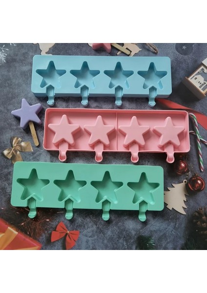 Mavi 4 Kaviteler Yıldız Dondurma Silikon Kalıp Dıy Karikatür Çikolata Jöle Bisküvi Pişirme Kalıp Kek Dekor Sabun Mum Yapımı Seti Hediyeler (Yurt Dışından) fiyatları