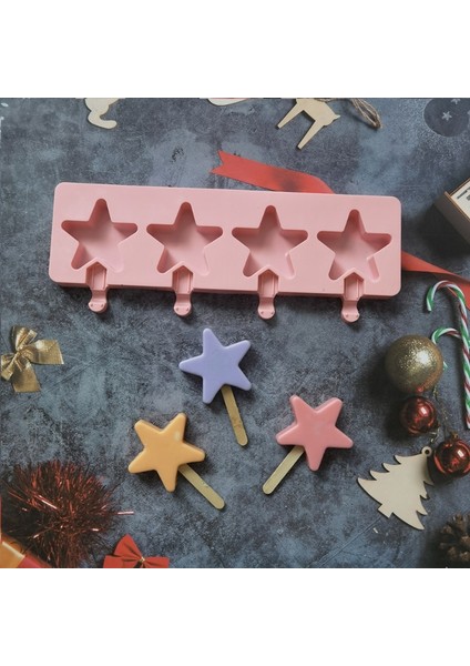 Mavi 4 Kaviteler Yıldız Dondurma Silikon Kalıp Dıy Karikatür Çikolata Jöle Bisküvi Pişirme Kalıp Kek Dekor Sabun Mum Yapımı Seti Hediyeler (Yurt Dışından) modelleri