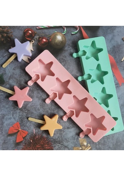 Mavi 4 Kaviteler Yıldız Dondurma Silikon Kalıp Dıy Karikatür Çikolata Jöle Bisküvi Pişirme Kalıp Kek Dekor Sabun Mum Yapımı Seti Hediyeler (Yurt Dışından) fırsatları