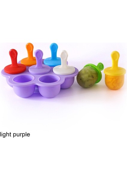 Açık Mor 1 Adet 7 Delik Dıy Dondurma Pops Silikon Kalıp Dondurma Topu Makinesi Popsicles Kalıpları Bebek Meyve Sarsıntı Ev Mutfak Aksesuarları Aracı (Yurt Dışından)