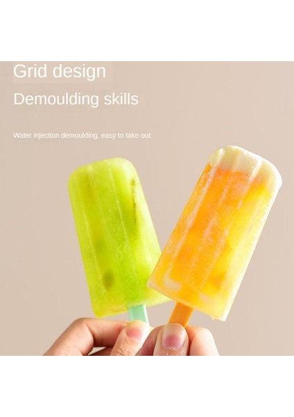 A03 4 Hücre Dondurma Popsicle Kalıp Dıy Dondurma Makinesi Ev Yapımı Buz Kutusu Yaz Çocuk Buz-Lolly Kalıp Buz Tepsisi Mutfak Alet (Yurt Dışından)