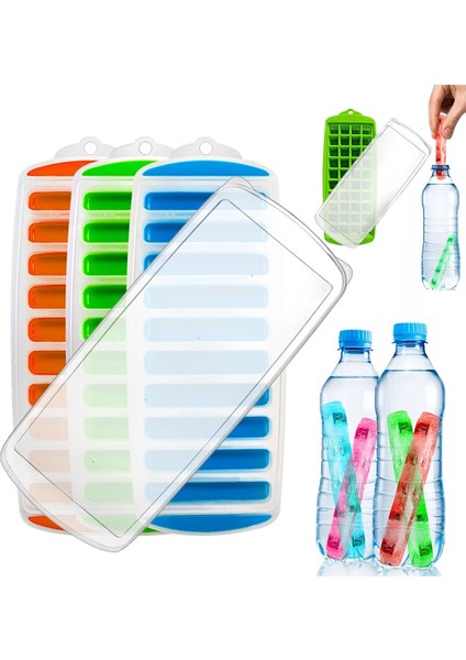 Uzun Yeşil W Kapaklı Kapaklı Plastik Buzluk Tepsisi Su ve Spor Şişeleri Için Yeniden Kullanılabilir Buz Çubuğu Tepsi Kalıbı Bpa Içermeyen Buz Tüpü Yapma Tepsileri (Yurt Dışından) fırsatları