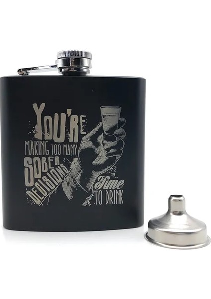 N Alalinong B110 Siyah Cep Şişesi 6 Oz Paslanmaz Çelik Kişiselleştirilmiş Lazer Kazınmış Şişe Alkol Likör Viski Rom Bir Huni ile (Yurt Dışından)