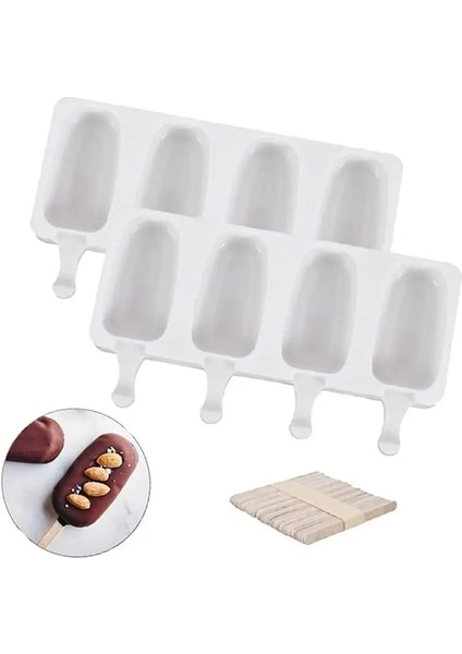 4 HOLEWITH20STICKS Silikon Dondurma Kalıp Buz Küpü Tepsi Popsicle Varil Dıy Kalıp Tatlı Dondurma Kalıp Dondurma Çubukları ile Dondurma Kalıpları (Yurt Dışından)