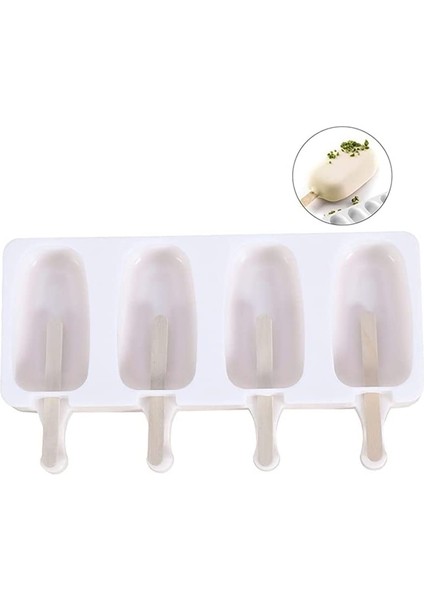 4 HOLEWITH20STICKS Silikon Dondurma Kalıp Buz Küpü Tepsi Popsicle Varil Dıy Kalıp Tatlı Dondurma Kalıp Dondurma Çubukları ile Dondurma Kalıpları (Yurt Dışından)