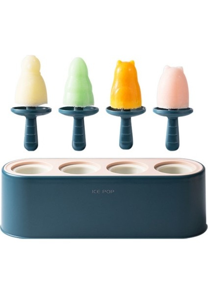 Buz Dünyası Mavi Ev Popsicle Kalıp Seti 4 Parça Ev Yapımı Silikon Buzlu Şeker Makinesi Kolay Bırakılan Dondurma Kalıpları Yeniden Kullanılabilir Mutfak Dıy Pop Kalıpları (Yurt Dışından)