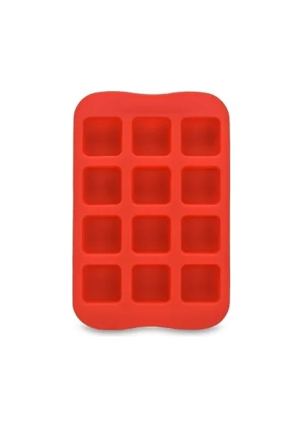 02S-KIRMIZI 12 Izgara Silikon Çikolata Kalıp Yaratıcı Yıldız/kalp/yuvarlak/kare Şekilli Buz Küpü Tepsi Fondan Kek Dekorasyon Kalıp (Yurt Dışından)