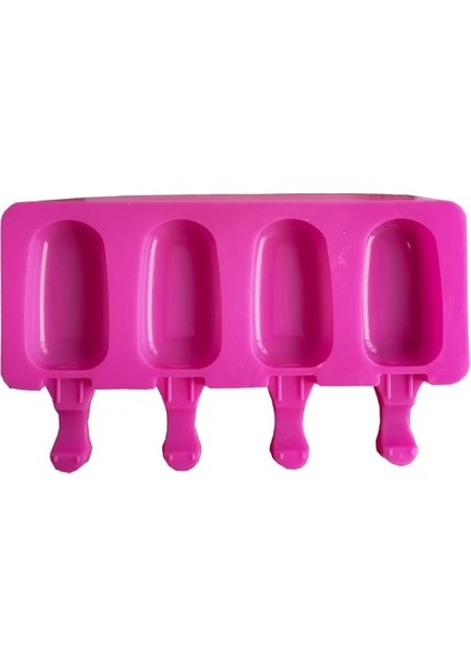 Gül Kırmızı 4 Delik Oval Küçük Silika Jel Dondurma Kalıp Popsicle Kalıp Dıy Buz Pop Ev Yapımı Tatlı Buzdolabı Suyu Popsicle Yapımı (Yurt Dışından)