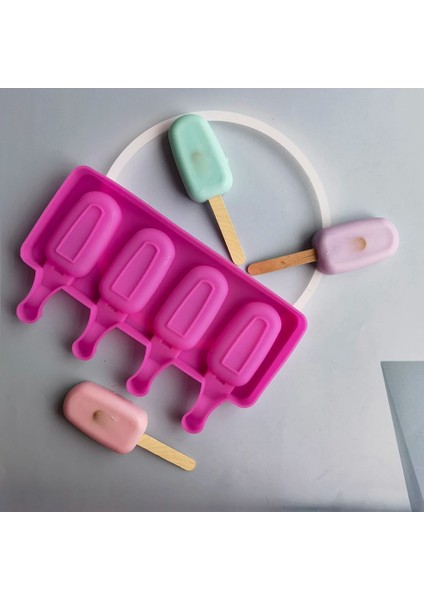 Gül Kırmızı 4 Delik Oval Küçük Silika Jel Dondurma Kalıp Popsicle Kalıp Dıy Buz Pop Ev Yapımı Tatlı Buzdolabı Suyu Popsicle Yapımı (Yurt Dışından) modelleri