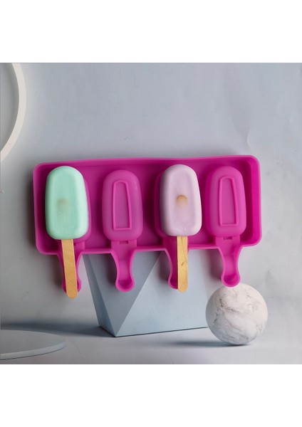 Gül Kırmızı 4 Delik Oval Küçük Silika Jel Dondurma Kalıp Popsicle Kalıp Dıy Buz Pop Ev Yapımı Tatlı Buzdolabı Suyu Popsicle Yapımı (Yurt Dışından) indirimleri
