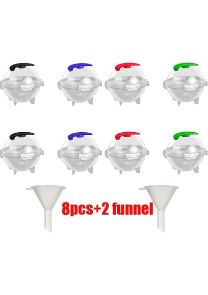 8 Adet ve 2 Huni 2 "yuvarlak Silikon Buz Küpü Topu Makinesi Tepsi Küre Kalıpları Buz Küpü Makinesi Bar Viski Buz Kalıbı (Yurt Dışından)