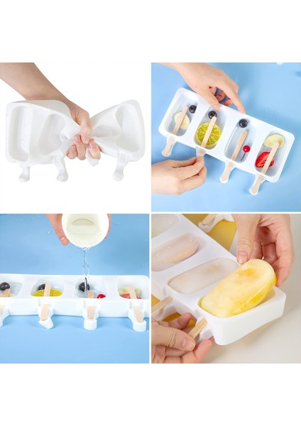 4 Slot Büyük 4/8 Hücre Magnum Silikon Kalıp Silikon Dondurma Kalıp Popsicle Kalıpları Dıy Dondurma Kalıp Buz Pop Maker Kalıp Buz Tepsisi (Yurt Dışından) modelleri