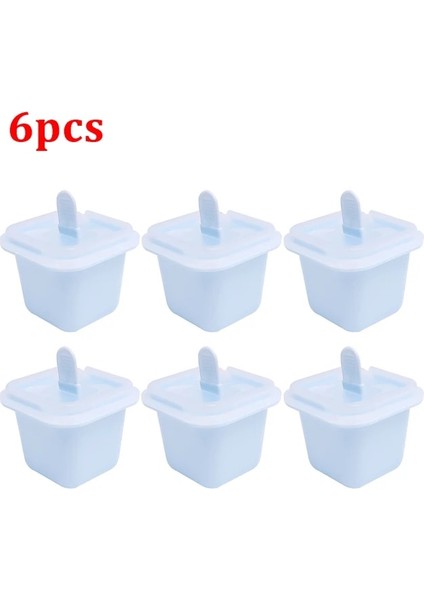 6 Adet Mavi 12X Kare Izgara Buz Küpü Kalıpları Gıda Sınıfı Silikon Dondurma Kalıp Tepsisi Sopa ile Dıy Jöle Puding Içecek Topu Makinesi Çocuklar Aperatif (Yurt Dışından)