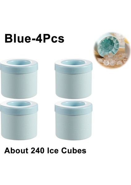 Mavi-4 Adet Gıda Sınıfı Silikon Buz Kalıp Yuvarlak Silindir Buz Küpü Kalıp Dondurarak Hızla Güvenlik Buz Kovası Bardak Mutfak Viski Bira Makinesi (Yurt Dışından)