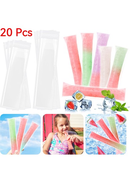 20 Adet-M Tek Kullanımlık Buz Popsicle Kalıp Çanta Bpa Ücretsiz Dondurucu Tüpler Zip Seals ile Yoğurt Çubukları Suyu Meyve Smoothies Buz Şeker Pops (Yurt Dışından)