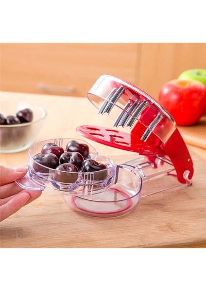 Kırmızı 6 Delik Kiraz Tart Konteyner ile Mutfak Alet Araçları Yenilik Süper Kiraz Pitter Taş Tart Sökücü Çukur 2022 Yeni (Yurt Dışından)