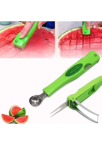 1 Adet Karpuz Splitter Kavun Ballers ve Meyve Kepçe Seti Paslanmaz Çelik Karpuz Kesici Meyve Oyma Araçları Kokteyl Kaşığı (Yurt Dışından)
