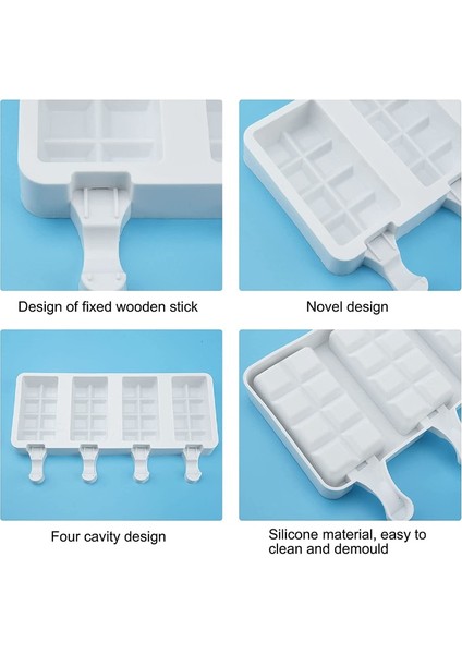 Tip 7 Silikon Dondurma Kalıp Dıy Ev Yapımı Popsicle Kalıpları Dondurucu 4 Hücre Küçük Boy Buz Küpü Tepsi Popsicle Varil Yapımcıları (Yurt Dışından)