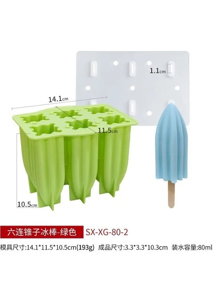 Awl-Green 6-Even Spiral Dondurma Silikon Kalıp Ev Yapımı Çocuk Buzlu Şeker Yapma Makinesi Gıda Sınıfı Yaz Dondurma Tatlı Jöle Buz Kalıbı (Yurt Dışından)