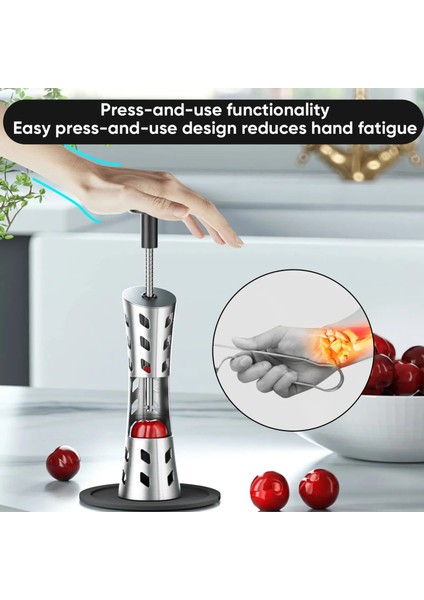 Siyah Kiraz Pitter Sökücü Aleti - 304 Paslanmaz Çelik, Dayanıklı, Zahmetsiz Kiraz Çekirdeği Çıkarma Için Pres Tipi (Yurt Dışından) indirimleri