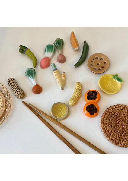 H Japon Tarzı Çubuk Tutucu Seramik Çubuklarını Dinlenme Sebze Meyve Şekli Çatal Raf Mutfak Sofra Yemek Masası Dekor (Yurt Dışından)