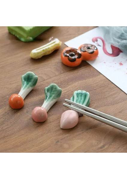 H Japon Tarzı Çubuk Tutucu Seramik Çubuklarını Dinlenme Sebze Meyve Şekli Çatal Raf Mutfak Sofra Yemek Masası Dekor (Yurt Dışından) fırsatları