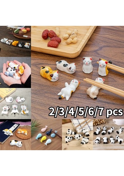 018-6 Adet Yeni Sevimli Kedi Seramik Çubuklarını Tutucu Standı Güzel Tasarım Çubuk Raf Yastık Bakım Dinlenme Japon Tarzı Mutfak Sofra Araçları (Yurt Dışından)
