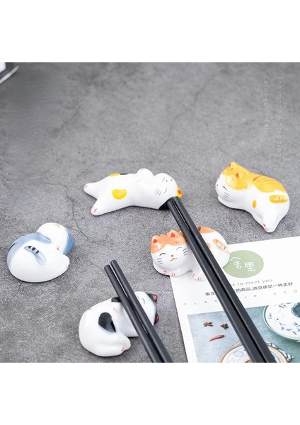 018-6 Adet Yeni Sevimli Kedi Seramik Çubuklarını Tutucu Standı Güzel Tasarım Çubuk Raf Yastık Bakım Dinlenme Japon Tarzı Mutfak Sofra Araçları (Yurt Dışından)