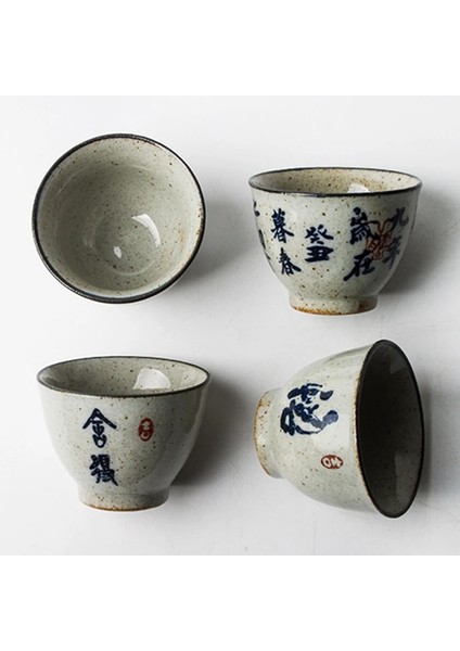 Çay Kasesi 65ML 6 Stil Vintage Çin Çömlekçilik Bardak Güzel Şarap Çay Bardağı Seti Teaware Kaligrafi Çay Kase Töreni Antika Çay Fincanı Kahve Kupaları (Yurt Dışından) fırsatları