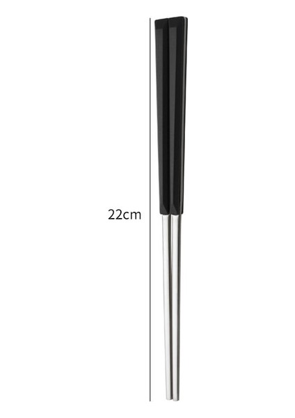 Gümüş Siyah Saplı 22 cm Uzunluk Paslanmaz Çelik Çubuklar Mermer Ahşap Saplı Japon Tarzı Sofra Suşi Çubuklarını Mutfak Eşyaları (Yurt Dışından)