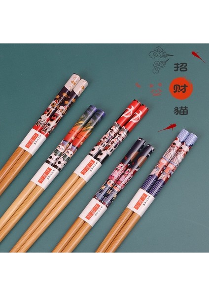 5 Çift Stil 9 Yeni Yeniden Kullanılabilir 5 Çift Set El Yapımı Çubuk Bambu Japon Doğal Ahşap Çubuklar Suşi Gıda Karikatür Çiçek Ahşap Çubuklar (Yurt Dışından)