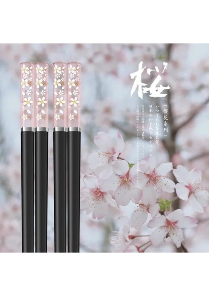 CHOPSTICK04-ONE Çift Yeni 1 Çift Amber Sakura Çubuklarını Kiraz Çiçeği Yaprakları Desen Kaymaz Suşi Sopa Çubuklarını Çevre Dostu Çubuk Tutucu (Yurt Dışından)