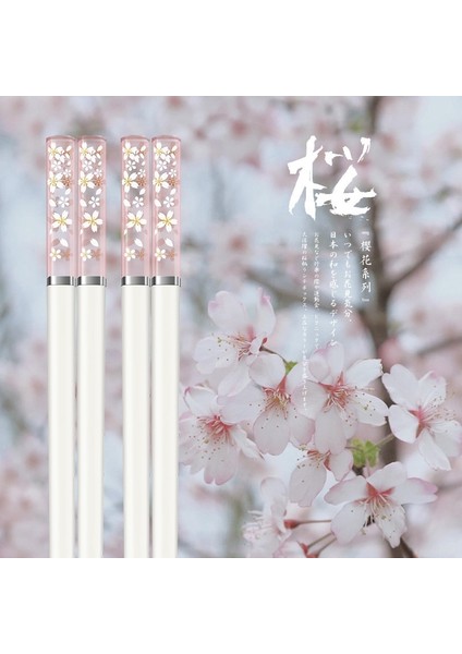 CHOPSTICK04-ONE Çift Yeni 1 Çift Amber Sakura Çubuklarını Kiraz Çiçeği Yaprakları Desen Kaymaz Suşi Sopa Çubuklarını Çevre Dostu Çubuk Tutucu (Yurt Dışından)