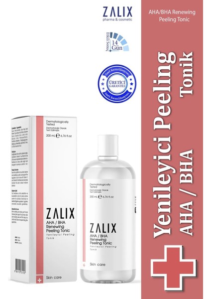 Cilt Tonu Eşitleyici, Canlandırıcı ve Yenileyici Aha/Bha Peeling Tonik  200 Ml