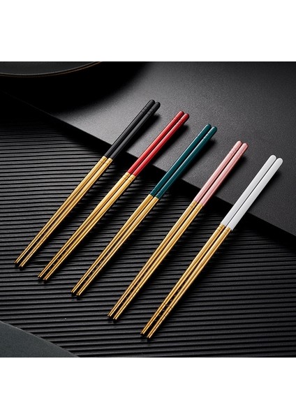 Gümüş 1 Çift Altın Parlak Paslanmaz Çelik Çubuklarını Kore Tarzı Metal Çubuk Yemek Sofra Taşınabilir Yeniden Kullanılabilir Kitchentool (Yurt Dışından)