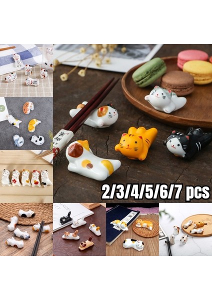 5 Pcs-19 5 Adet Sevimli Kedi Seramik Çubuklarını Tutucu Standı Güzel Tasarım Çubuk Raf Yastık Bakım Dinlenme Japon Tarzı Mutfak Sofra Araçları (Yurt Dışından)