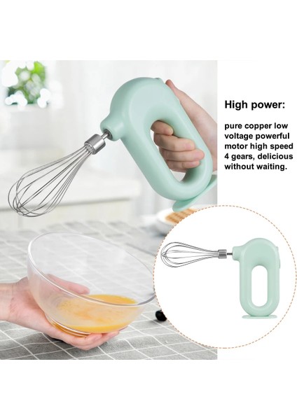 Yeşil Tek Sopa Taşınabilir El Yumurta Çırpma Ayarlanabilir Mutfak Krem Köpürtücü Kablosuz Elektrikli Şarj Edilebilir Yumurta Mikseri Blender Ev Kek Araçları (Yurt Dışından)