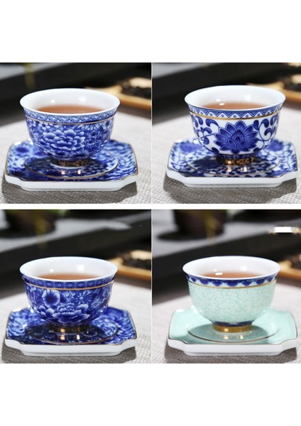 A5 Mavi ve Beyaz Çiçek Çay Fincan Tabağı ile Porselen Çay Kase Jingdezhen Seramik Kung Fu Çay Fincanı Kahve Bira Şarap Kupası (Yurt Dışından)