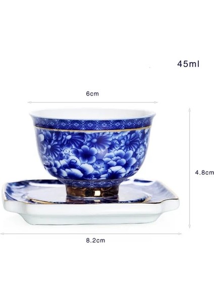 A5 Mavi ve Beyaz Çiçek Çay Fincan Tabağı ile Porselen Çay Kase Jingdezhen Seramik Kung Fu Çay Fincanı Kahve Bira Şarap Kupası (Yurt Dışından)