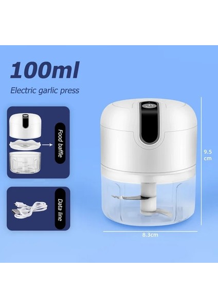 Beyaz 37W 100ML Elektrikli Mini Sarımsak Kıyıcı Bıçak USB Kıyma Makinesi Sarımsak Ezici Makinesi Zencefil Sebze Kırıcı Mutfak Aksesuarları (Yurt Dışından)