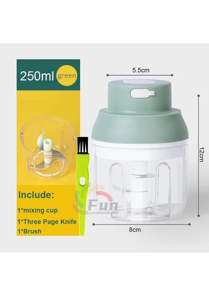 250 ml Yeşil Kablosuz Elektrikli Kıyma Makinesi Sarımsak Kıyma Mini Sarımsak Kıyıcı Mutfak Ev Sebze Dilimleme Mutfak Robotu Makinesi (Yurt Dışından)