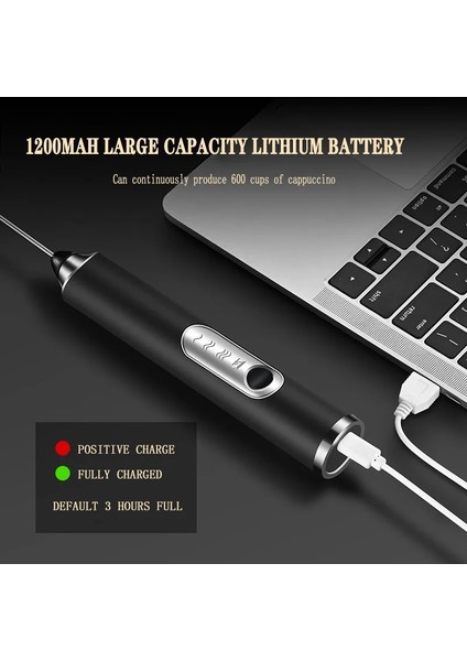 4 Adet Klasik Siyah Elektrikli Süt Köpürtücü Blender Kablosuz Kahve Çırpma Mikser El Yumurta Çırpıcı Cappuccino Frother Mikser USB Taşınabilir Mutfak Aletleri (Yurt Dışından)