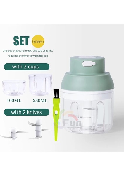 Yeşil Set Kablosuz Elektrikli Kıyma Makinesi Sarımsak Kıyma Mini Sarımsak Kıyıcı Mutfak Ev Sebze Dilimleme Mutfak Robotu Makinesi (Yurt Dışından)