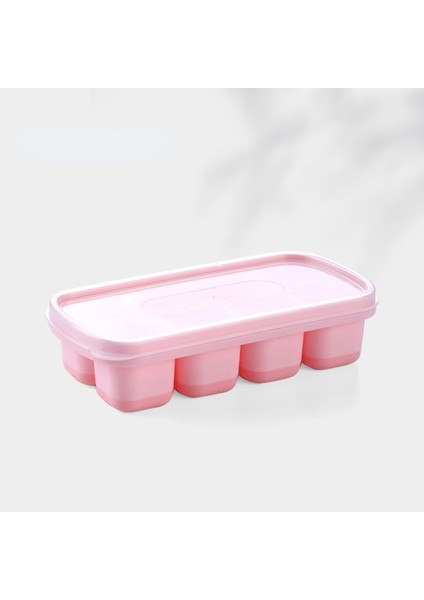 Pembe 8 Izgara Kare Buz Küpü Makinesi Silikon Buz Tepsisi Kalıp Kapaklı Yeniden Kullanılabilir Buz Kutusu Dondurucu Içecekler Için Dondurulmuş Buz Küpü Kutusu Viski Şarap (Yurt Dışından)