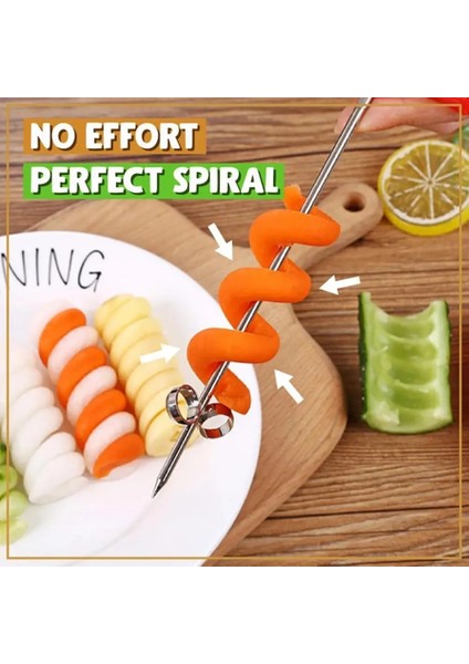 1 Adet Manuel Spiral Vidalı Dilimleyici Plastik Pp Kolu + Paslanmaz Çelik Tel Patates Havuç Salatalık Sebze Spiral Bıçak Oyma Araçları (Yurt Dışından)