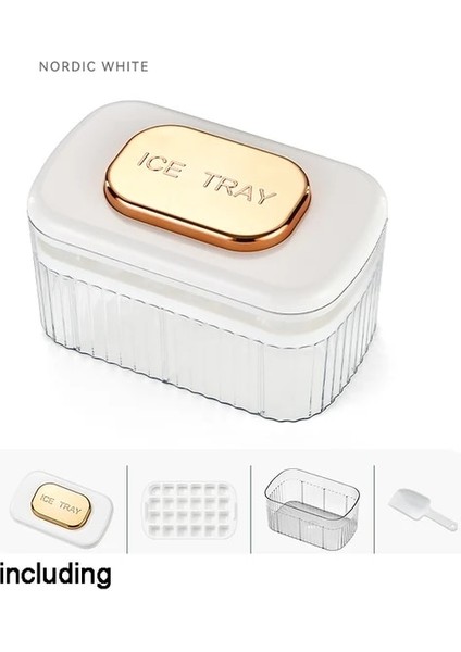 Beyaz Set Basın Tipi Buz Küpü Makinesi Buz Kutusu Tepsisi Gıda Sınıfı Silikon Buz Kovası Bira Kahve Için Buz Topu Kalıbı Hızlı Dondurma Mutfak Gadget (Yurt Dışından)
